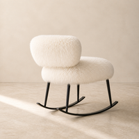 Fauteuil à bascule moderne de style européen avec housse en lin blanc personnalisée pour salon, hôtel, villa, appartement