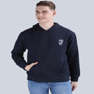 Sweat à capuche surdimensionné et décontracté en polaire pour hommes, logo uni, imprimé avec fermeture à glissière sur le devant, sweat à capuche en poly coton vierge, vente de stock - Product Image 3