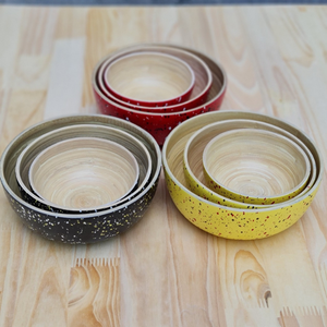 Ustensiles de cuisine écologiques du Vietnam Bol en bambou filé naturel pour salade et soupe pour fête en famille - Product Image 1