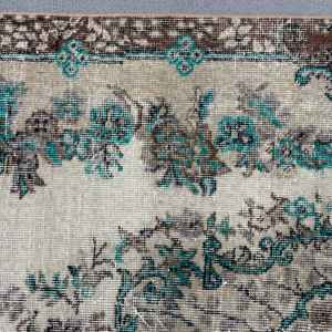 Alfombra Vintage de 3.5x6.9 pies, Alfombra Turca, Alfombra Marrón con Puntos - Product Image 5