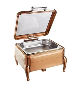 Al por mayor SS Square Half Glass Chafing Dish W/E Frame Full Rose Gold 7L, Square Chafing Dish with Full Rose Gold Marco - Product Image 6