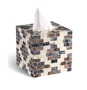 Porta Caja de Pañuelos Clásico Hecho a Mano con Incrustaciones, Diseño Floral y Grabado para Decoración de Mesa Premium, Tradebyd - Product Image 2