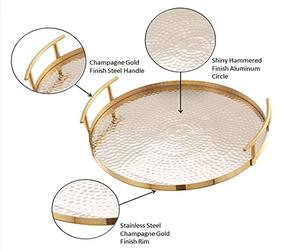 Venta caliente árabe moderno precio al por mayor personalizado metal oro martillado bandeja de diseño directo del fabricante - Product Image 2