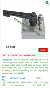 Ensemble de 7 fraises à disque avec levier GS 589F Outils de bijouterie en acier et métal pour bijoux - Product Image 2