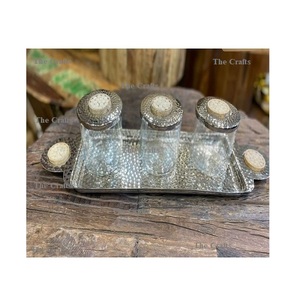 Bol à fruits secs en acier et bois avec incrustations de nacre, taille personnalisée, forme ronde, pour servir les noix - Product Image 6