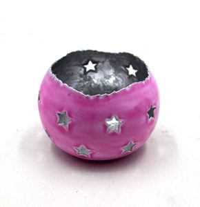 Nouveau support votif rond en fer décoratif pot de bougie Meena bleu pour salon et décoration d'éclairage de noël de table - Product Image 3