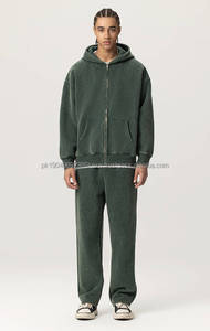 Ensemble sweat-shirt et pantalon de survêtement pour homme personnalisé avec fermeture éclair, col rond, pull oversize, streetwear, vêtements avec strass pour homme - Product Image 6