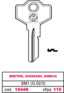 Chiave Asc Sm1 (g.Vac 3) Breter, Giussani, Simeca - Product Image 1