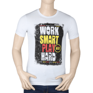 Camiseta estampada de manga corta con cuello redondo y corte ajustado para hombre - Blanca - Product Image 2