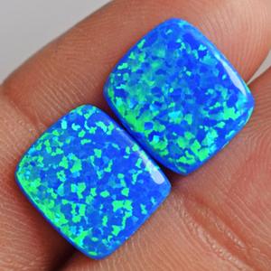 Pendientes de ópalo Multicolor con forma rectangular para mujer, aretes de 12x11x2,5 MM, diseño de piedras preciosas, joyería, Ópalo - Product Image 2