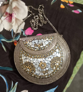 Vintage hecho a mano latón y piedras semipreciosas mosaico noche bolso de mano señoras bolso de noche por Artesanías de lujo - Product Image 3