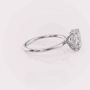 IGI Certified Oval Cut Lab Grown Diamond Solitaire Engagement-Wedding <b>Ring</b> with Hidden Halo in 14K Yellow / Rose & White Gold - Product Image 2