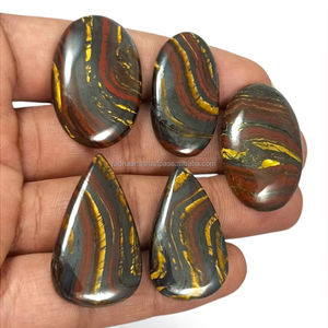 Lote al por mayor de cabujones de hierro natural Tiger, piedras preciosas sueltas, envueltas en alambre, hechas a mano, de formas mixtas, pulidas, con propiedades curativas - Product Image 3