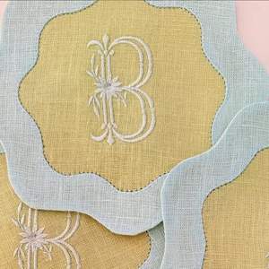 Vintage linen <b>placemat</b> with embroidery work designed with antique charm perfect <b>for</b> retro dining <b>table</b> setups - Product Image 1