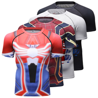 Camiseta Deportiva de Manga Corta con Estampado 3D Personalizado al por Mayor, Camiseta Transpirable de Compresión con Diseño de Spiderman para Hombre