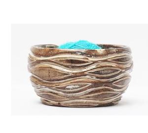 Cuenco de hilo antiguo Cuenco de hilo de tejer hecho a mano grande 7 'X4 ''Tejedor personalizado regalo Organizador de cuenco de tejer de ganchillo - Product Image 3