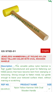 Martillo/mazo para joyeros, cabeza de nailon redonda amarilla con mango de madera ovalado GS 976D, herramientas de joyería para equipo esencial de joyería - Product Image 2