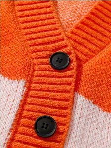 Pull homme motif abstrait orange blanc col rond doux pull en tricot décontracté hiver mode confortable - Product Image 3