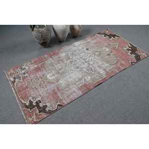 Alfombra Turca Vintage, Alfombra Decorativa de 3.2x6.9 pies, Alfombra de Lana Roja Marrón con Diseño de Plantas y Árboles - Product Image 2