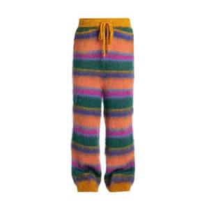 Mejor estilo nueva moda 2024 Unisex bordado Mohair pantalones tela de lana ropa de invierno cintura elástica Mohair Pantalones - Product Image 2