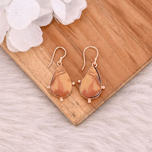 Pendientes de Piedras Preciosas de Jaspe Malinga Estilo Bohemio, Pendientes Colgantes de Latón con Baño de Oro Rosa, Joyería de Regalo para Mujer - Product Image 2