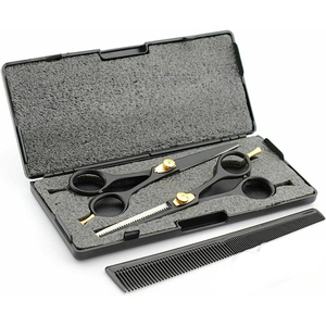 Juego de tijeras de corte y adelgazamiento de cabello profesional de calidad garantizada de venta superior Juego de tijeras de peluquero de color personalizado con cuero - Product Image 3