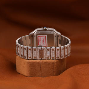 Reloj de pulsera de diamantes de moissanita con esfera árabe roja personalizada para hombre, lujoso reloj de pulsera de cristal automático HipHop, regalo perfecto - Product Image 3