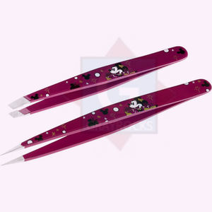 Pinzas de Cejas Inclinadas de Acero Inoxidable de Alta Calidad Profesional, Coloridas, con Logotipo Personalizado para Ojos - Product Image 1