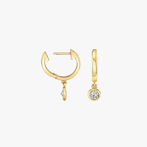 Pendiente de aro Huggie de diamante con gota colgante 14K 18K oro amarillo redondo CVD GIA certificado cultivado en laboratorio para joyería de regalo de boda DS0174 - Product Image 2