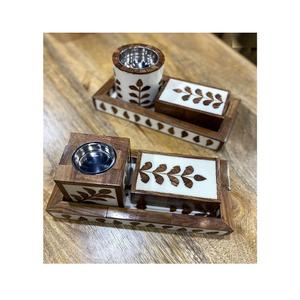 Wooden And Mother Of Pearl Work <b>Bakhoor</b> Burner With Box And Tray Finest Quality <b>Oud</b> Mubkhar Burner In Bulk - Product Image 2