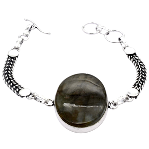 Women's Fashionable Natural Crystal Labradorite Gemstone Assortment <b>Copper</b> Brass Jewelry Chunky Bracelet Mix Gemstones <b>Bangles</b> - Product Image 2