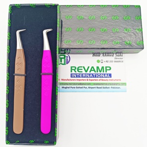 Pinzas profesionales de volumen de arranque de 90 grados más vendidas Punta puntiaguda Extensión de pestañas Fibra Mega para uso en belleza Acero inoxidable - Product Image 6