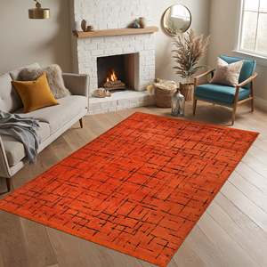 Netline Home Machine Washable Soft Chenille <b>Rug</b> NT201 Orange - Product Image 2