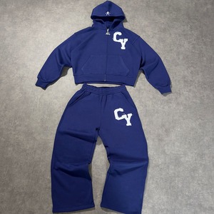 Conjunto Deportivo de Felpa Gruesa Personalizado, 100% Algodón, Informal para Hombre, con Apliques, Logotipo Bordado, Diseño Holgado - Product Image 4