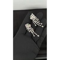 Boucles d'oreilles pendantes style panthère certifiées en diamant naturel véritable 3,50 carats, plaqué or 14K, 18 grammes, pour soirée