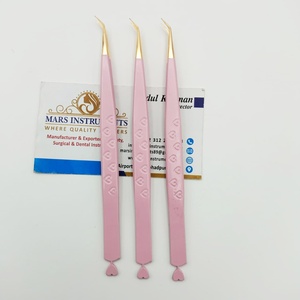 แหนบต่อขนตาปลอมสีชมพูปลายพิมพ์ลายหัวใจสีทองแหนบต่อขนตาปลอมแบบแยกสีล้วน - Product Image 3