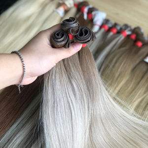 ผมแท้เรมี่แบบผูกด้วยมือผม100% ต่อผ้าผิวคู่แท้ไม่ผ่านกระบวนการผมแท้แบบไม่ผ่านกระบวนการอัจฉริยะจากรัสเซีย - Product Image 1