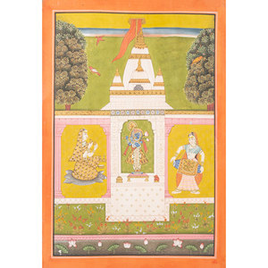 Tapiz de Pared Bohemio de Algodón Rojo Anaranjado con Arte Pichwai, Diseño Escénico Navideño para Dormitorio, con Cuerda para Colgar en Exteriores - Product Image 1