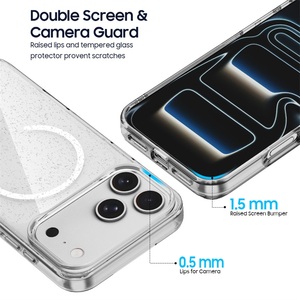 Source Manufacturer 2.5mm Glitter Clear PC Magnetic Case Anti Yellow for iPhone 17 <b>18</b> Pro Max - Product Image 6