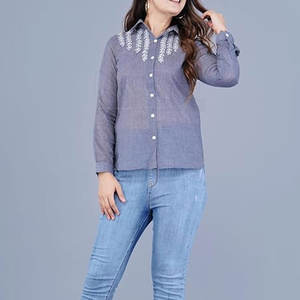 Precio al por mayor señoras camisetas con estilo multicolor sólido diseño personalizado mujeres bordado camisetas - Product Image 5