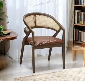 Chaise en bois de rotin et bambou antique, style nouveau, canne naturelle pour balcon, salon, jardin, parc ou villa, portable - Product Image 2