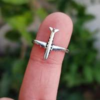 Bague Avion Moderne Faite à la Main en Argent Sterling 925 pour Femme – Tendance, Anniversaire, Mariage, Fiançailles & Cadeau