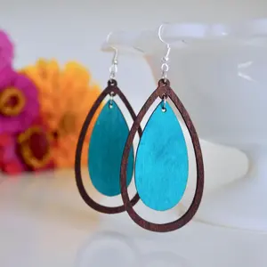 Pendientes Artesanales de Moda, Material de Madera Natural, Clásicos para Mujer, para Aniversario o Uso Diario, Opción de Logotipo Personalizado - Product Image 1