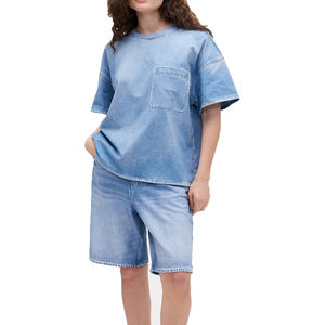 กางเกงขาสั้นผ้ายีนส์แบบแบ็กกี้สำหรับผู้ใหญ่กางเกงขาสั้นสไตล์วินเทจมีหลายกระเป๋าปักตามสั่งเครื่องแต่งกายแนวสตรีทฮิปฮอปโอเวอร์ไซส์ - Product Image 2