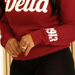 Maroon Delta 1913 Sleeve Chenille <b>Crewneck</b> Sweatshirt Premium Fleece Sorority Apparel Greek DST Warm Winter Top - Product Image 5