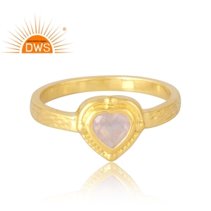 Anillo de piedras preciosas de cuarzo rosa natural chapado en oro de 18 quilates de Plata de Ley 925, fabricante de joyería fina Demi - Product Image 2
