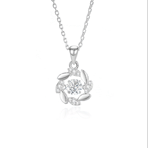 Collier tendance pour femmes, pendentif en blé porte-bonheur en argent sterling 925 personnalisé, bijoux fins, moissanite dansante VVS D 5 mm, multicolore - Product Image 3