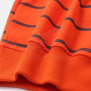 Sweat-shirt en coton tricoté à col rond pour homme, coupe classique, rayures orange, personnalisable, collection automne 2026, prix abordable, faible MOQ - Product Image 5
