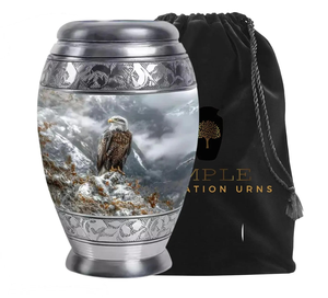 Urna de cremación de aluminio hecha a mano, urnas de cremación con diseño de águila con revestimiento Meena, recuerdo elegante (3 Cu) y Urna grande (220 Cu) - Product Image 1