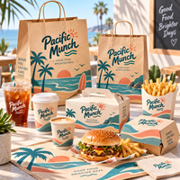Ensemble d'emballages pour la restauration rapide personnalisés AT PACK avec logo, sacs en papier, boîtes, gobelets et fournitures à emporter pour les restaurants de hamburgers, les cafés